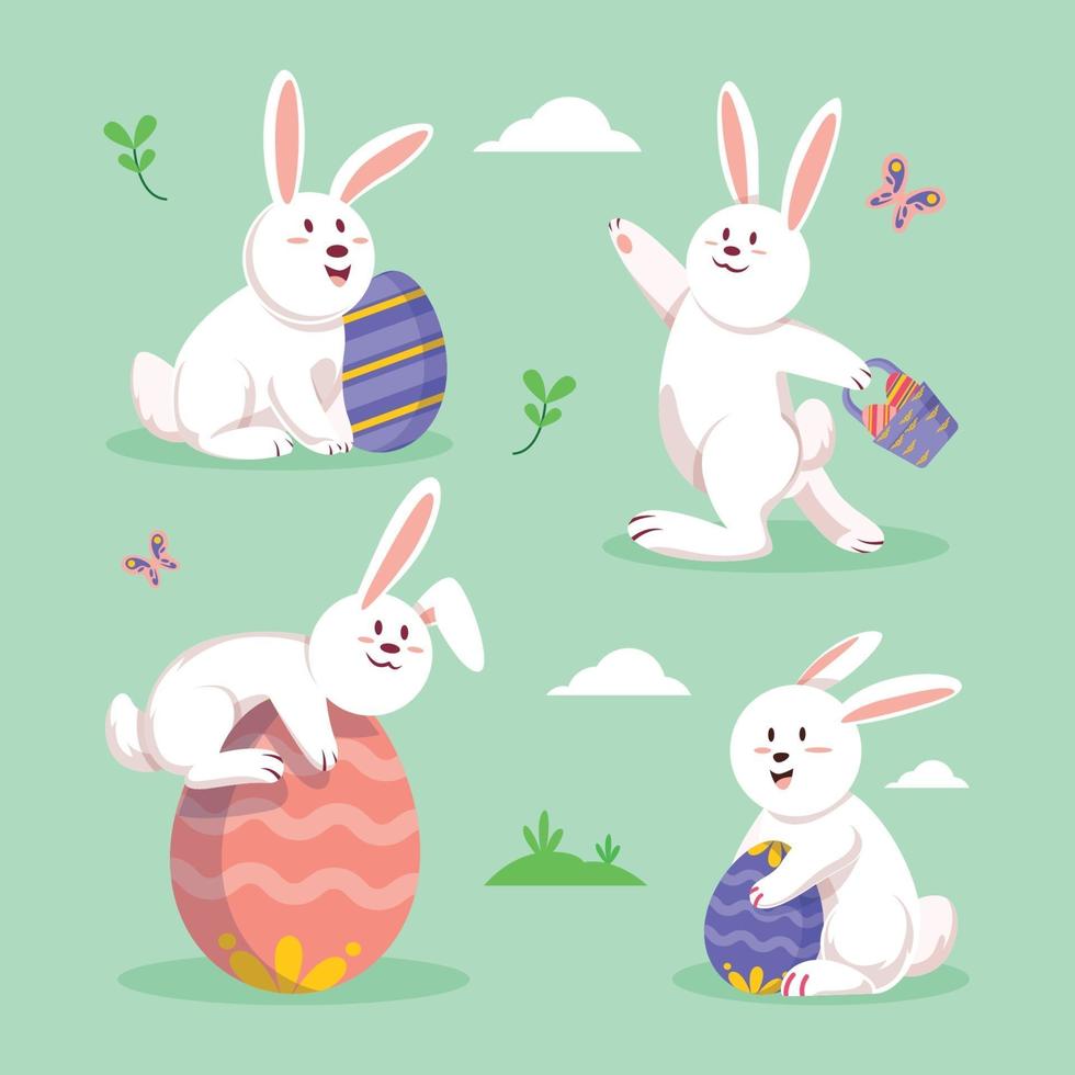 Easter Rabbit Character Set vector