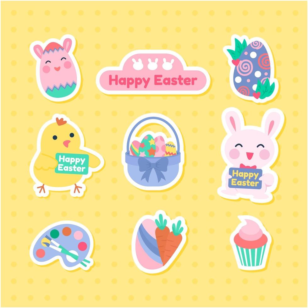 Easter Bunny Sticker Collection vector