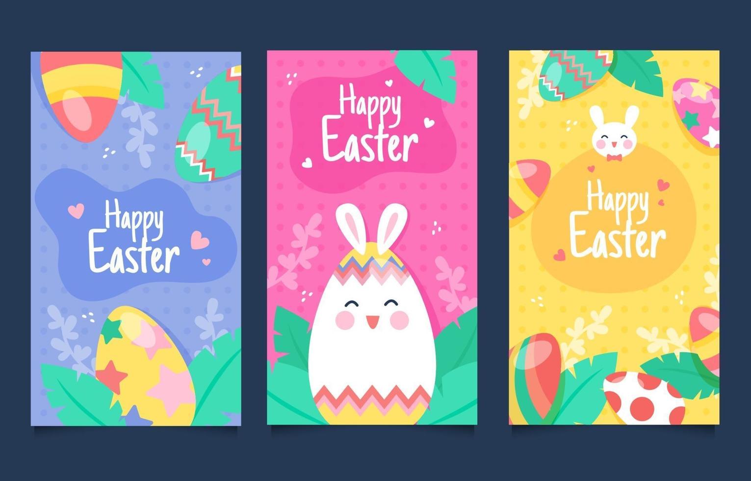 feliz día de pascua colección de pancartas vector