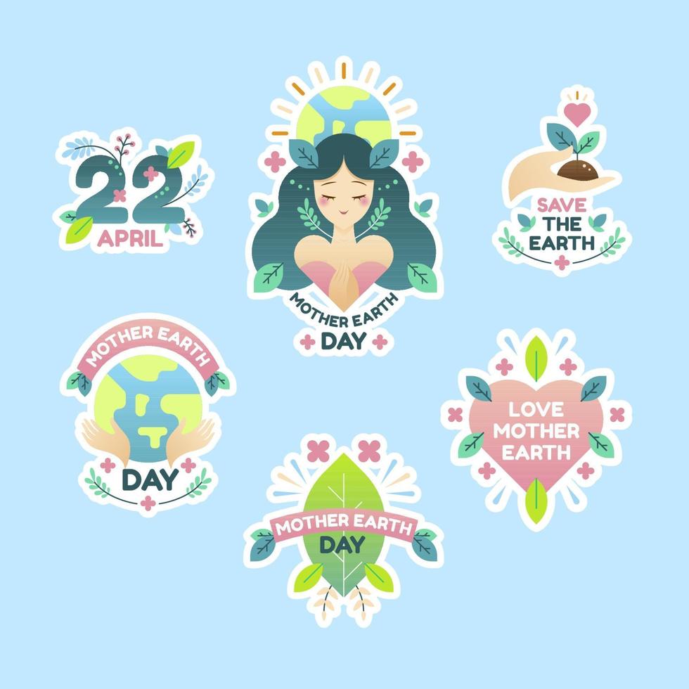 Cute Earth Day Collection Sticker vector