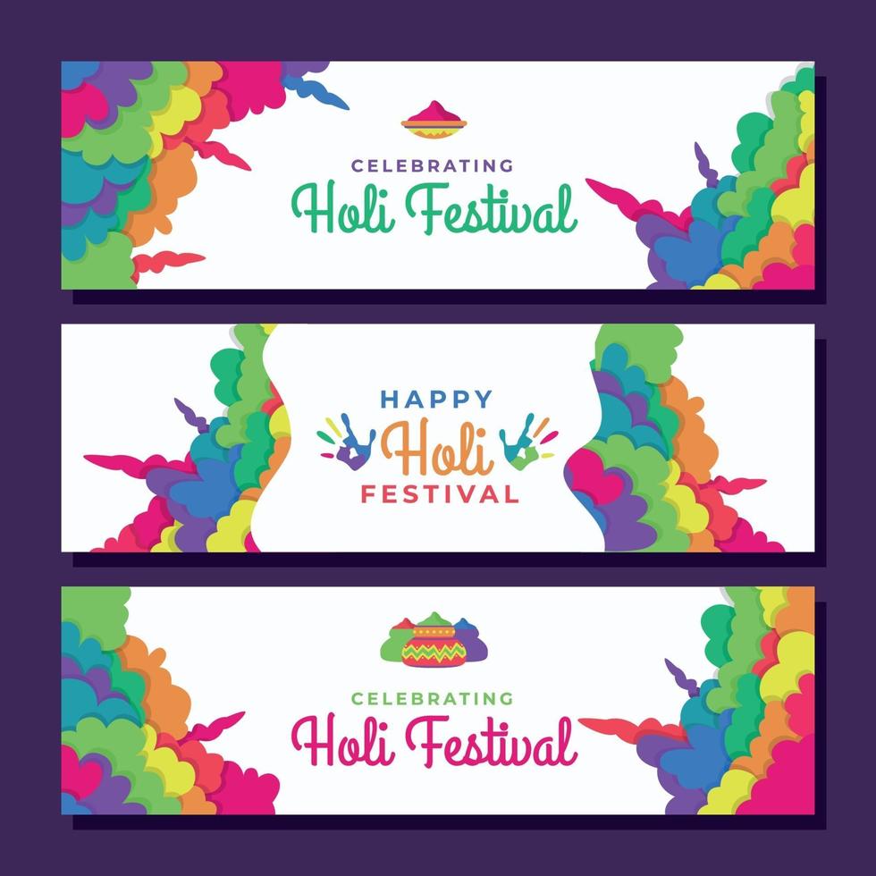 Celebrating Holi Festival Banner vector