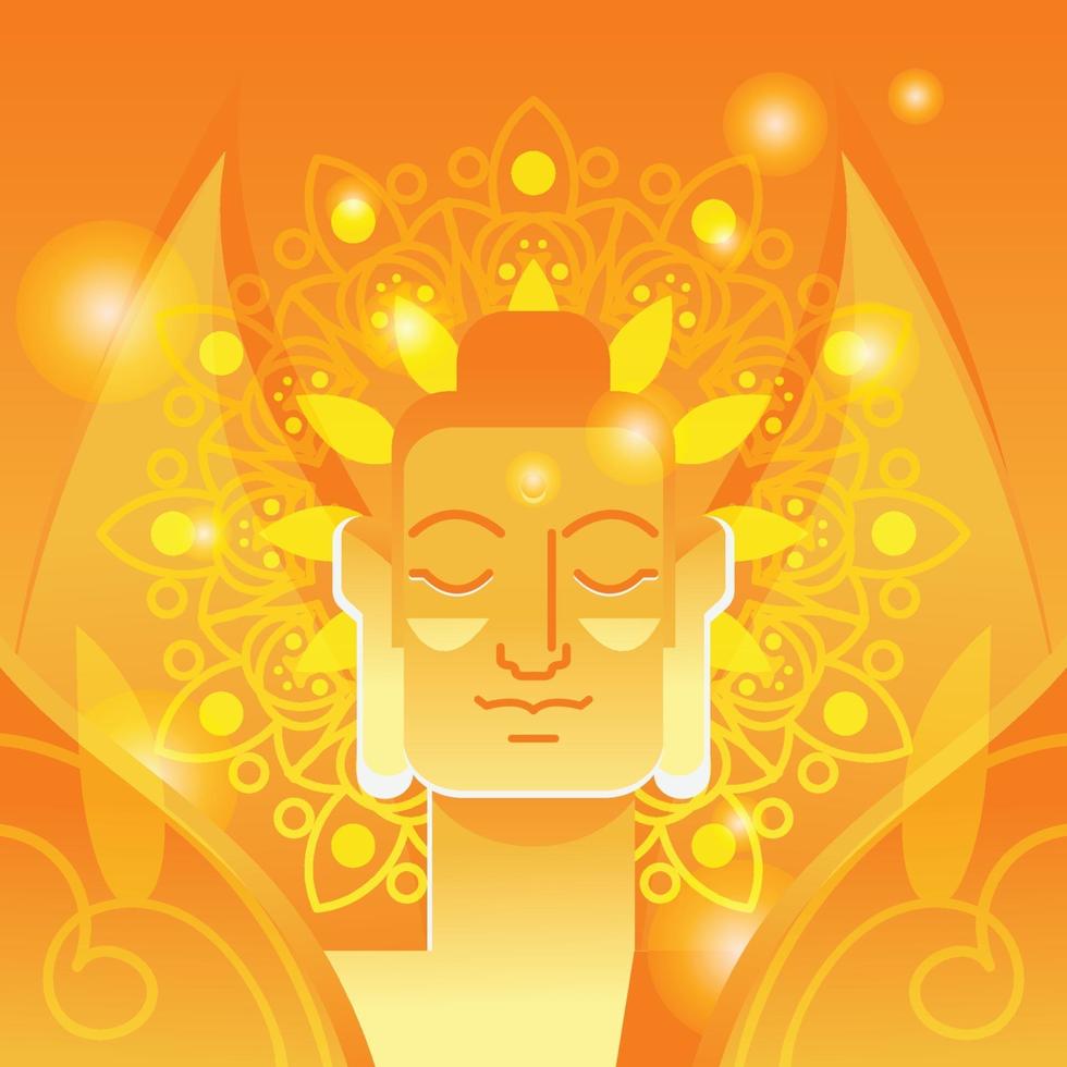 concepto de budha en resplandor naranja y amarillo vector