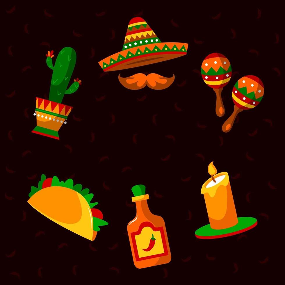 icono del cinco de mayo con fondo oscuro vector