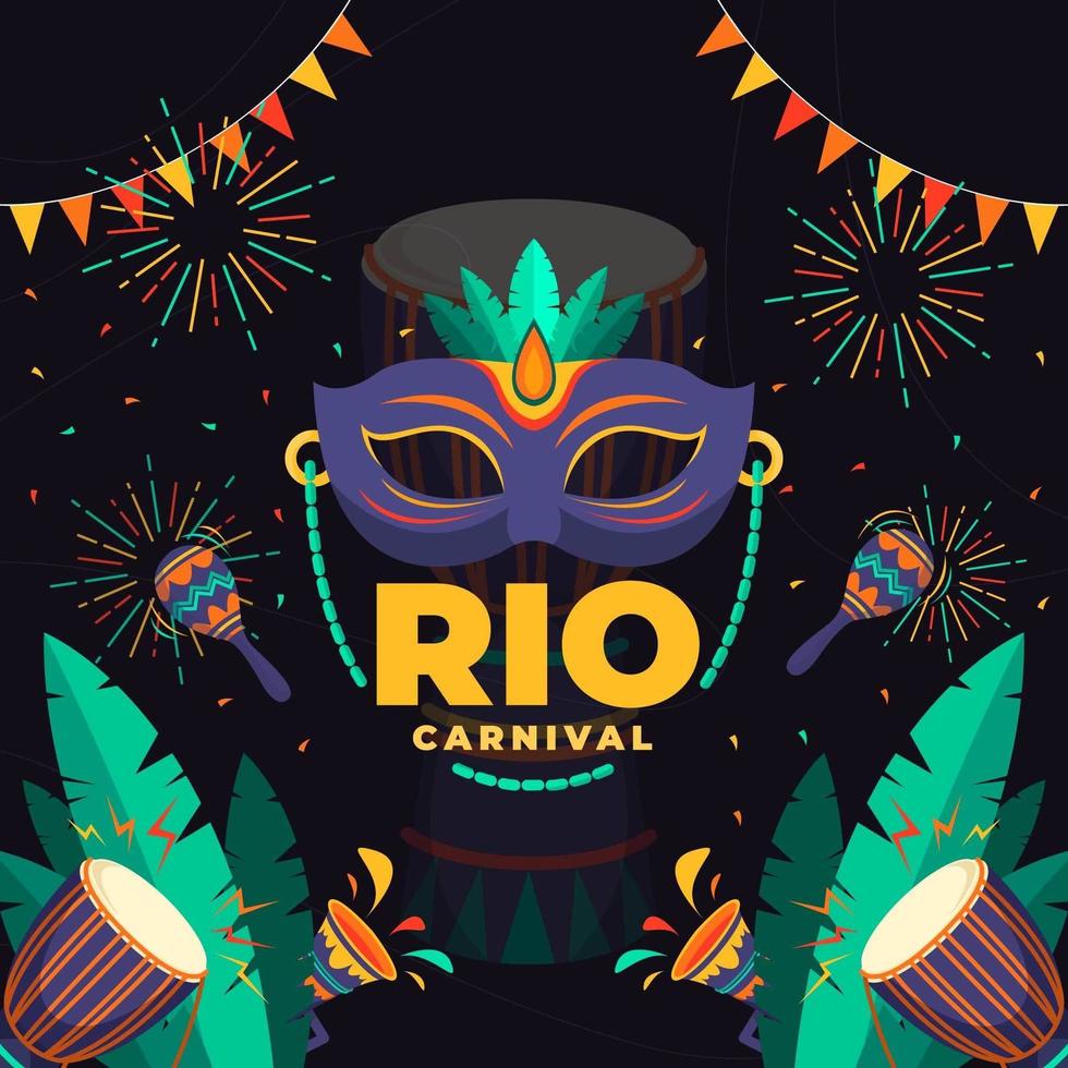 Rio Carnival with Purple Mask vector