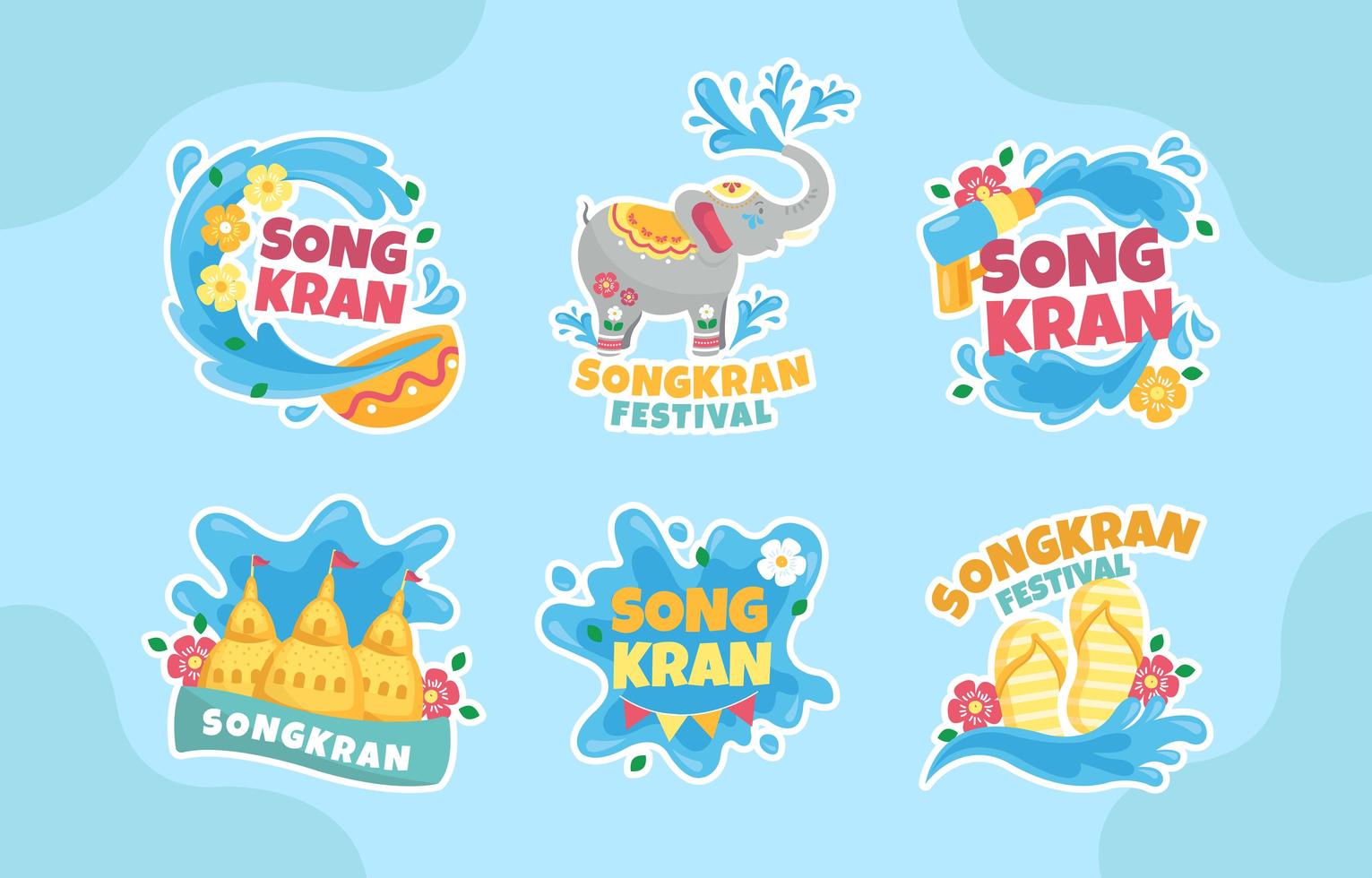 Songkran Fun Water Splashing Festival vector