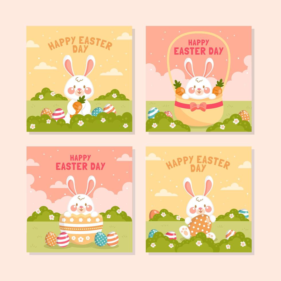 Adorable Rabbit Enjoying Easter Day vector
