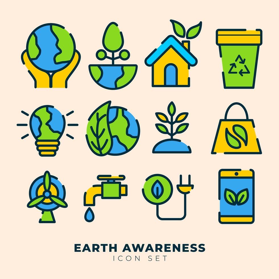 Earth Awareness Icon Set vector