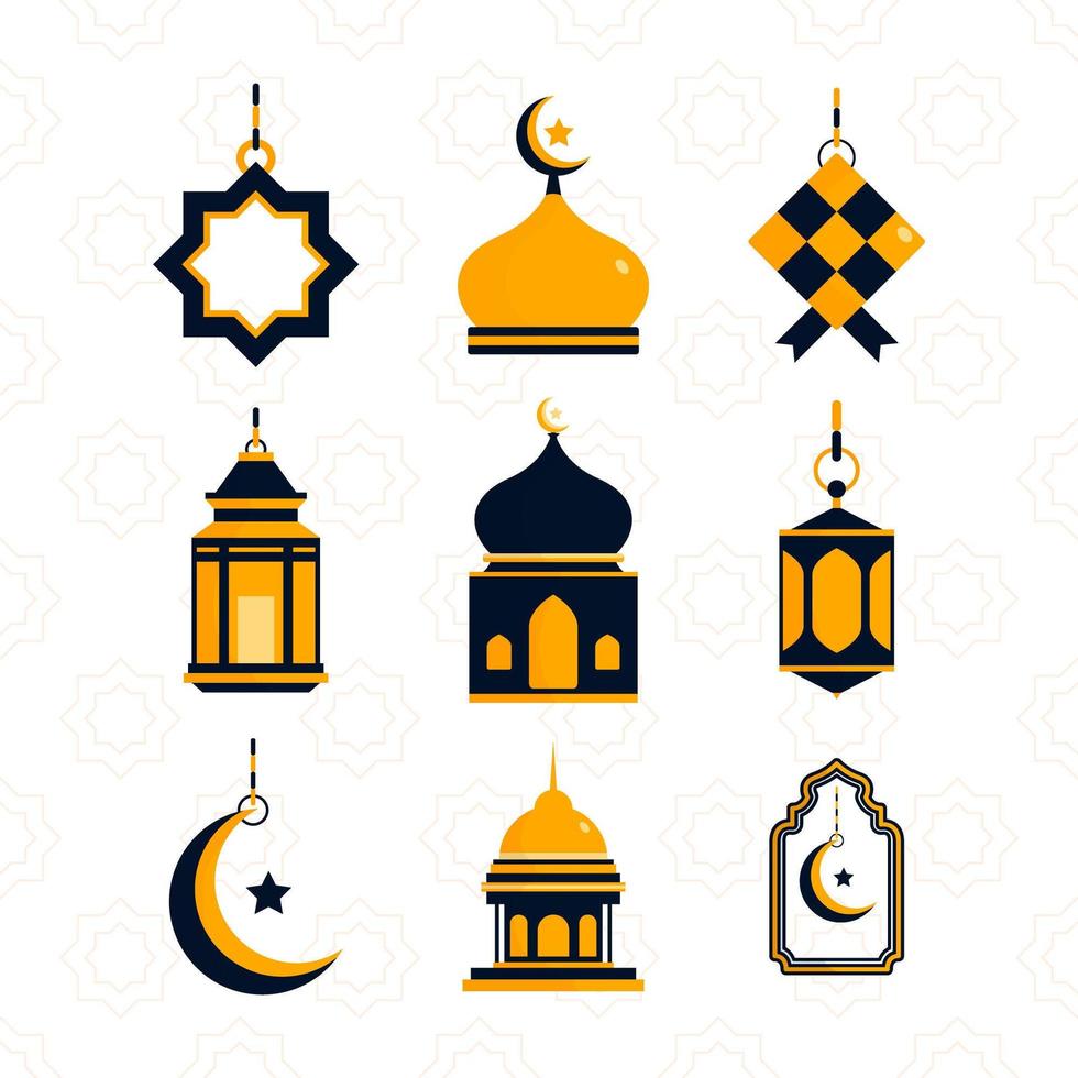 conjunto de iconos de eid mubarak vector