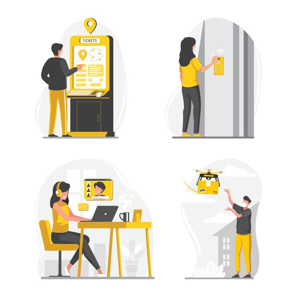 UNTACT Contactless Technology in Everyday Life vector