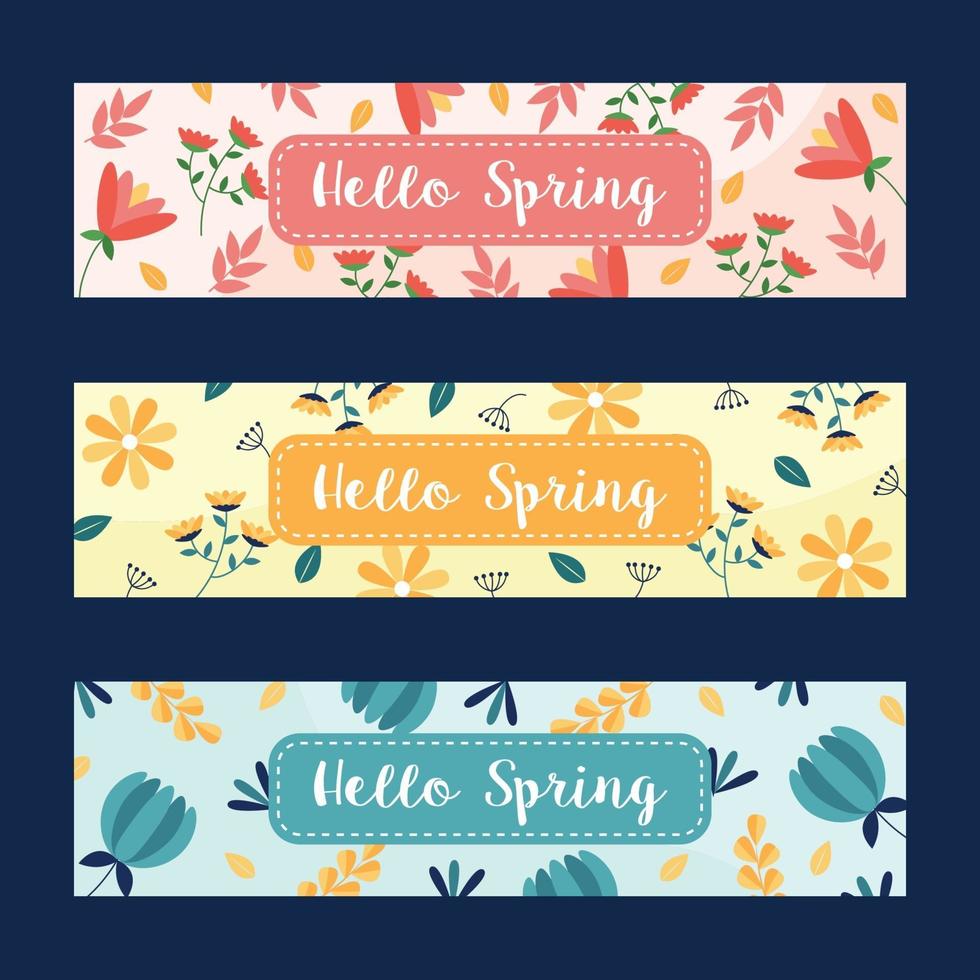 conjunto de banner de primavera floral vector