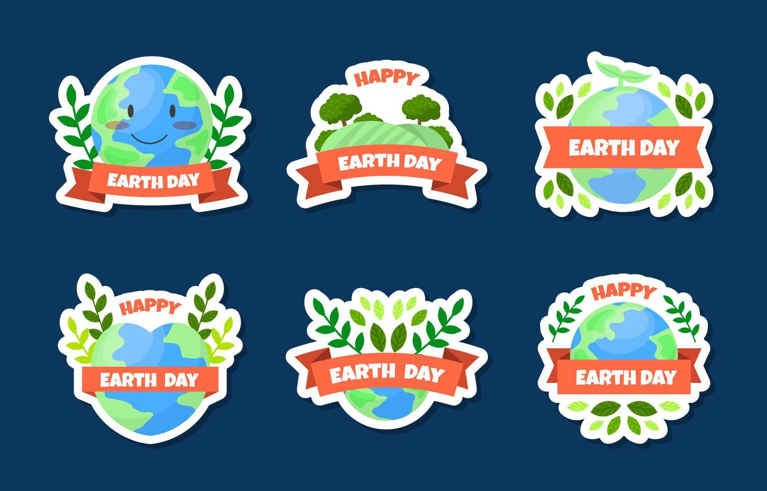 Cute Earth's Day Awareness Sticker collection vector