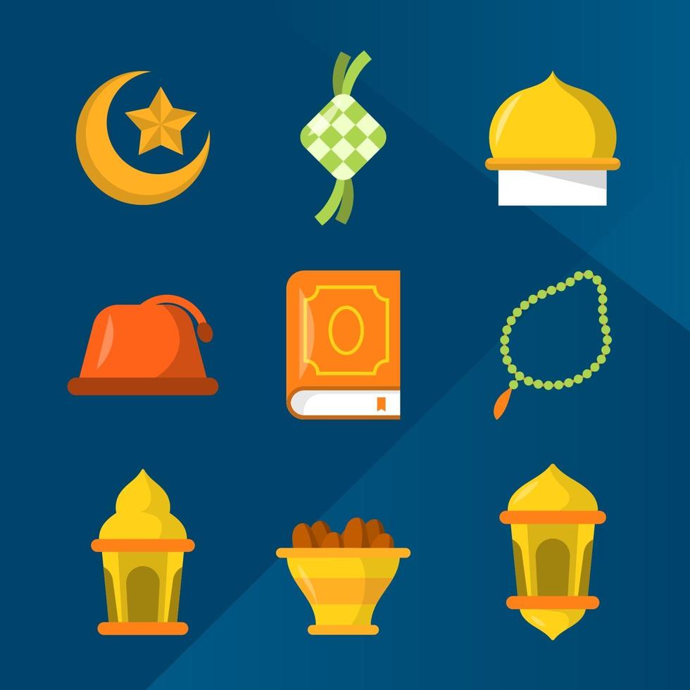 Simple Flat Eid Season Greetings Icon Collection vector