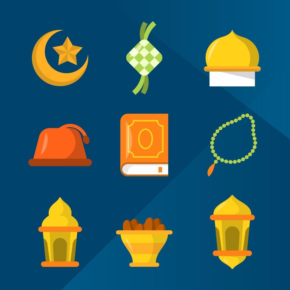 colección de iconos de saludos de temporada eid plana simple vector