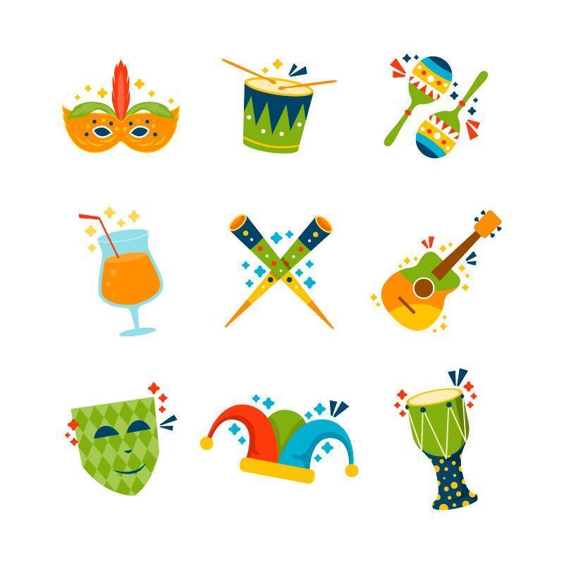 Rio de Janeiro Festival Icon Objects Collection vector