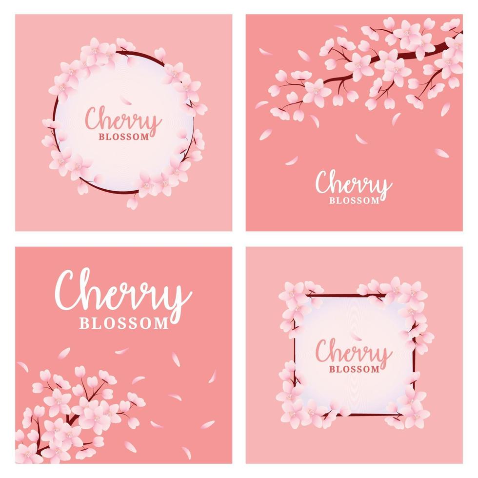 Cherry Blossom Card Set vector