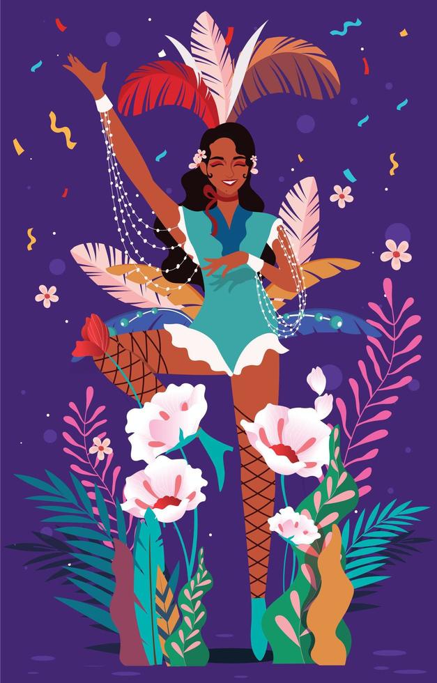 Rio Brazilian Carnival with Front View Woman vector
