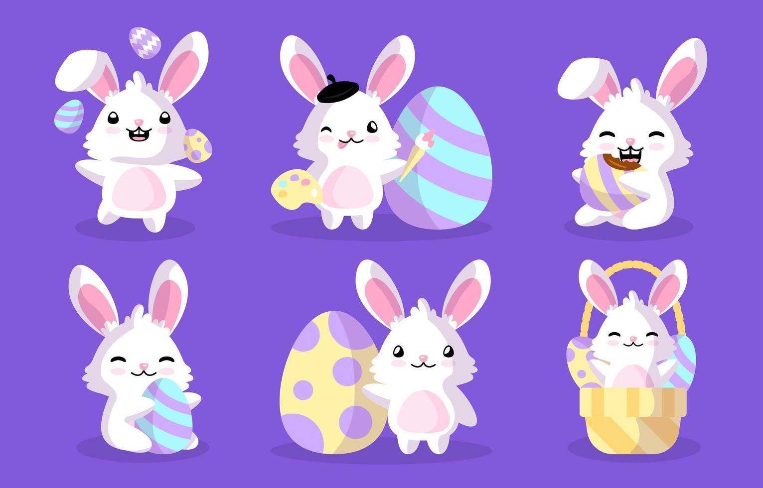 conjunto de personajes de conejito de pascua vector