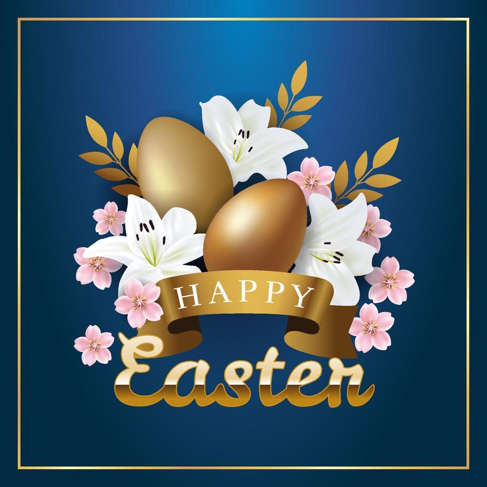 Easter Eggs and Flowers Bouquet vector