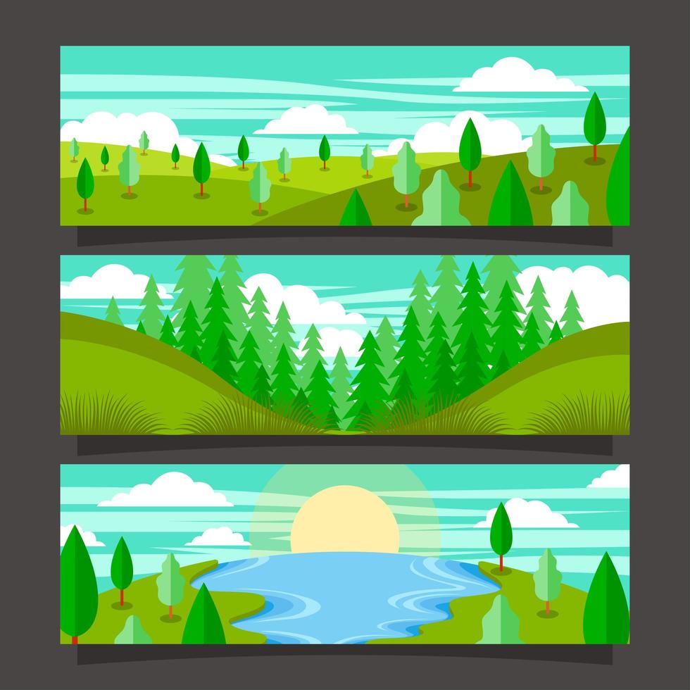 conjunto de diseño de banner de paisaje del día de la tierra vector