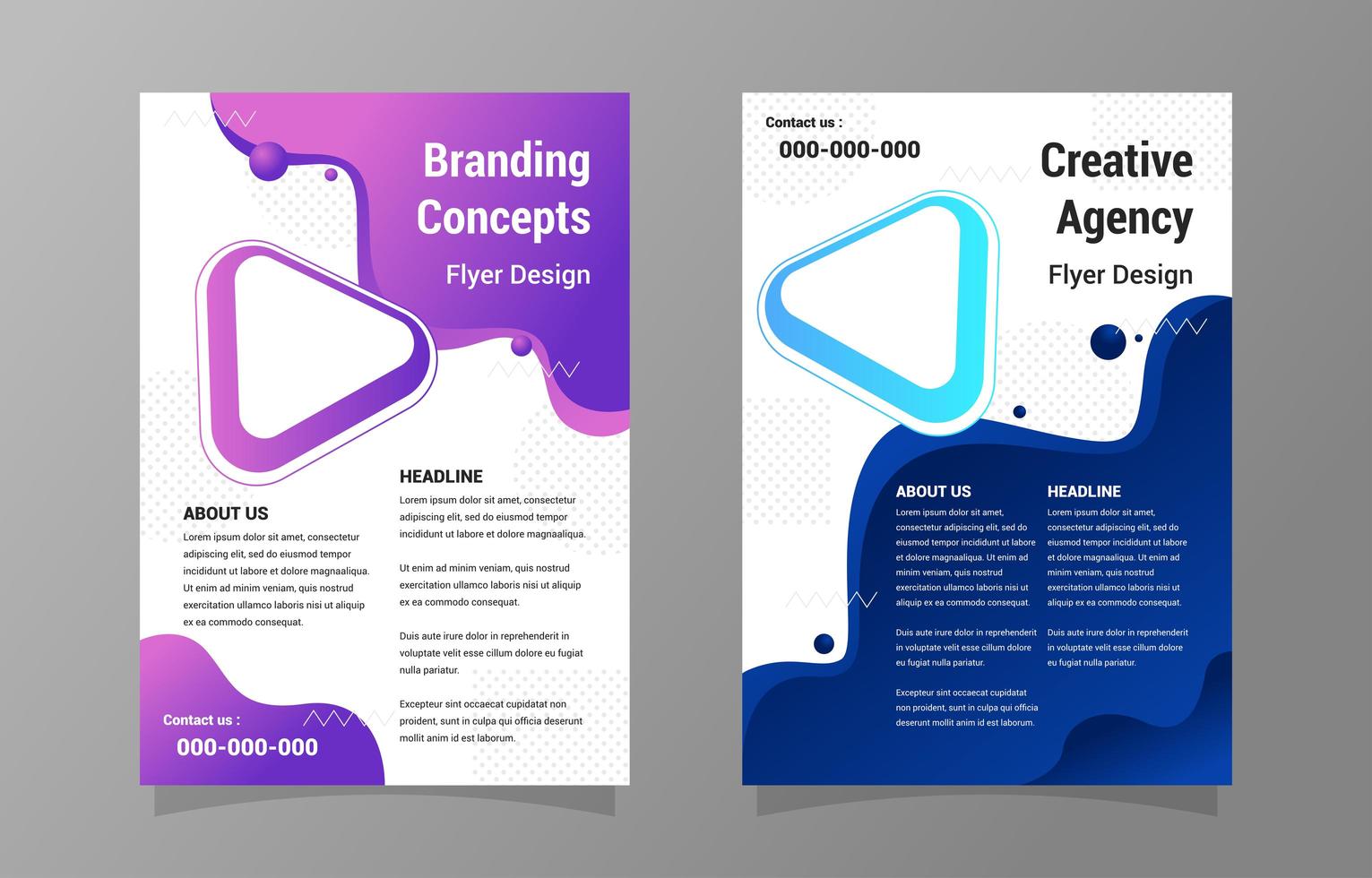 Plantillas de diseño de folletos para negocios creativos profesionales. vector