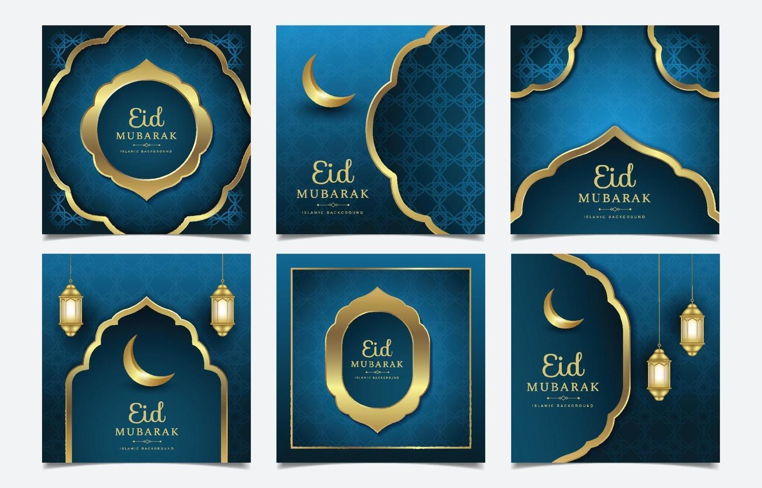 publicación moderna y feliz de eid mubarak en las redes sociales vector