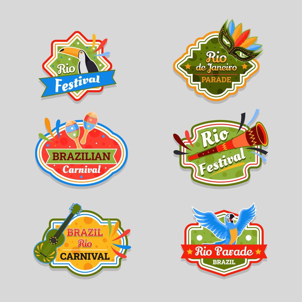 Rio Festival Brazilian Carnival Sticker Set vector