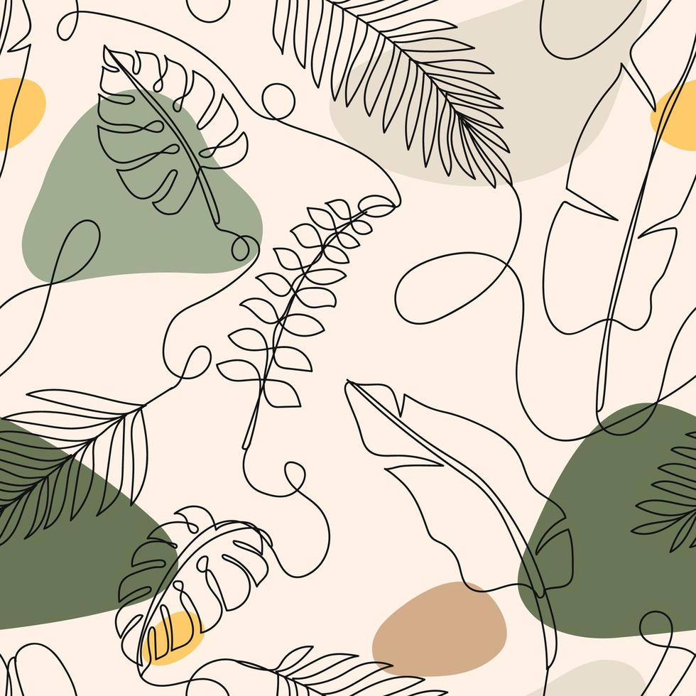 Tropical Leave Line Art Background vector