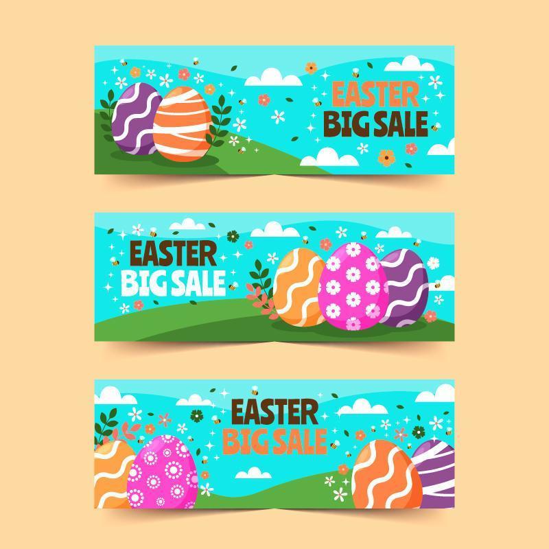 linda venta de banner de pascua con fondo floral vector