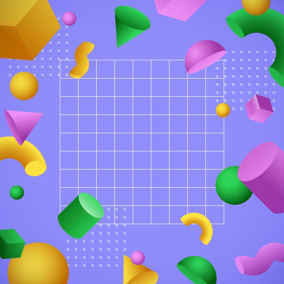 Floating 3D Geometric Shapes Background vector