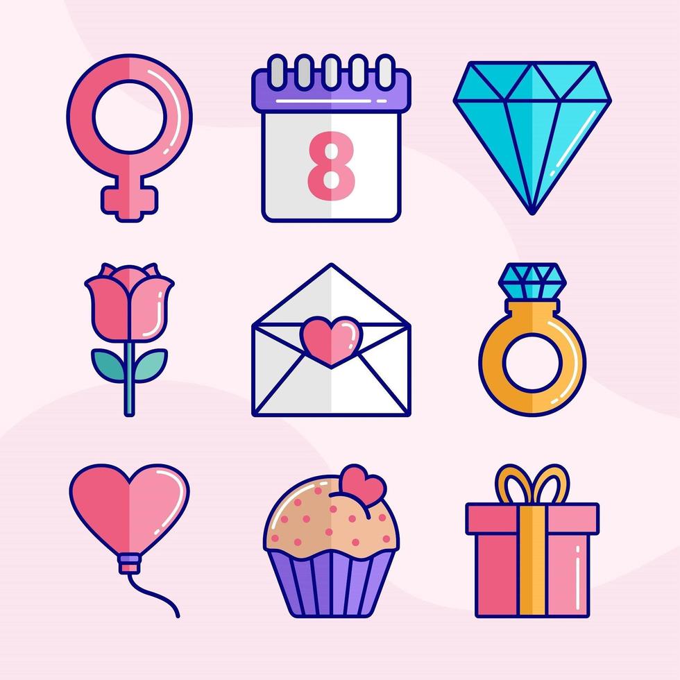 conjunto de iconos del día de la mujer vector