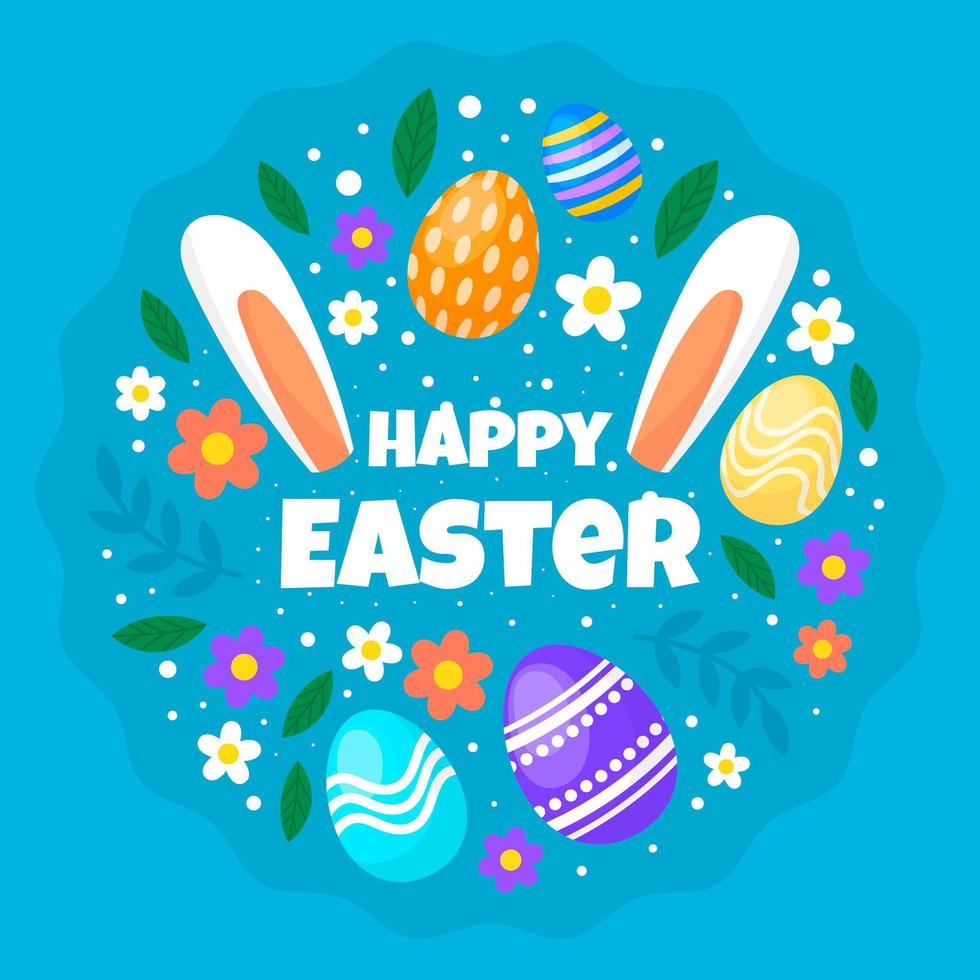 Flat Happy Easter Festivity vector