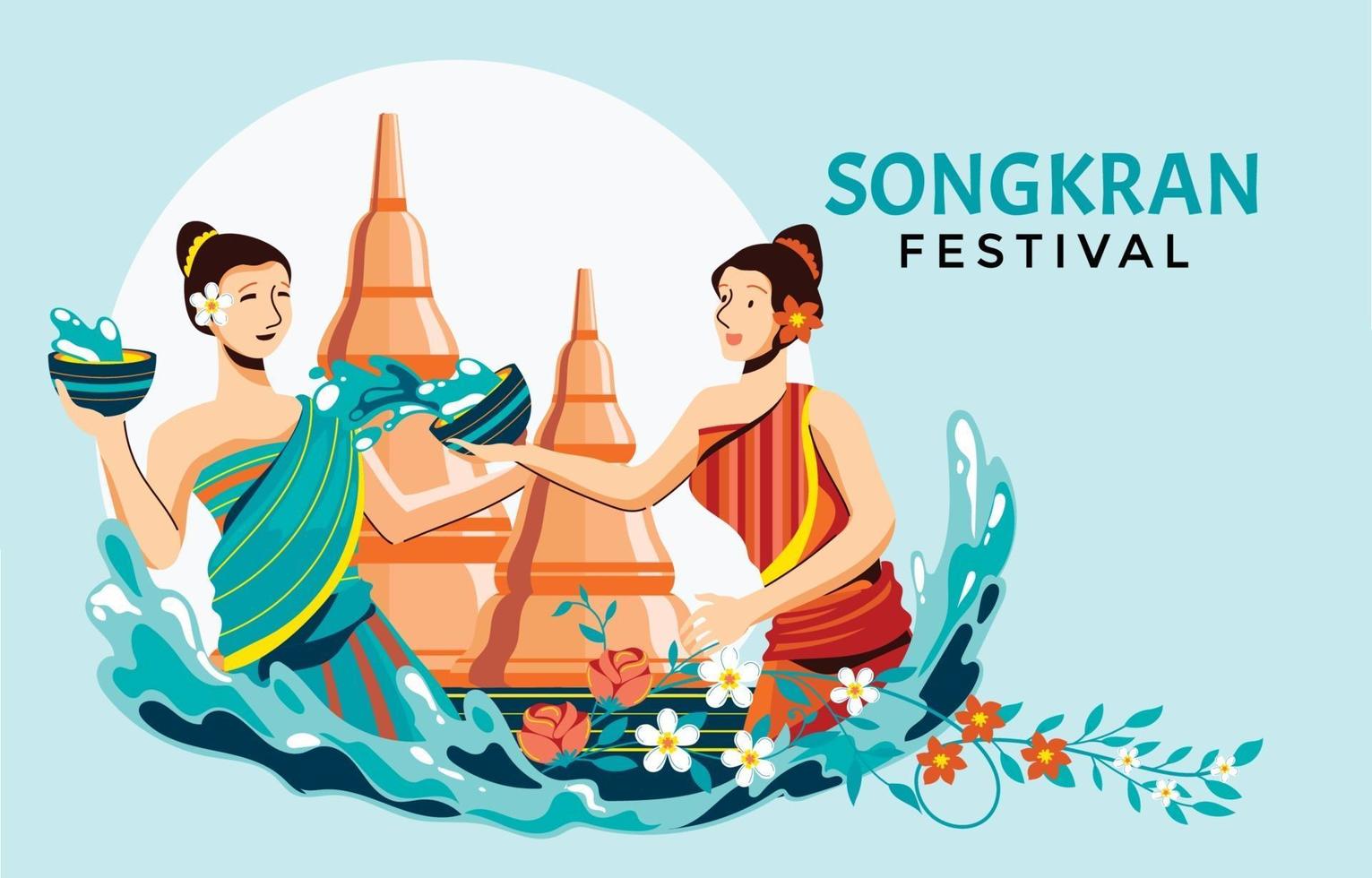 Songkran Festival Celebration Design vector