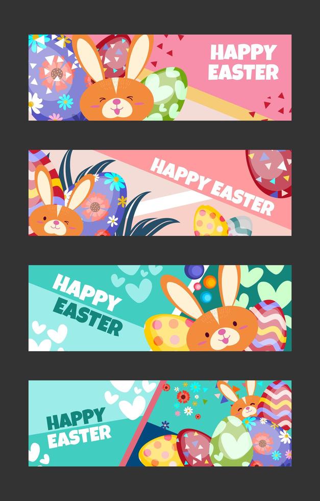 conjunto de plantillas de banner de feliz pascua vector