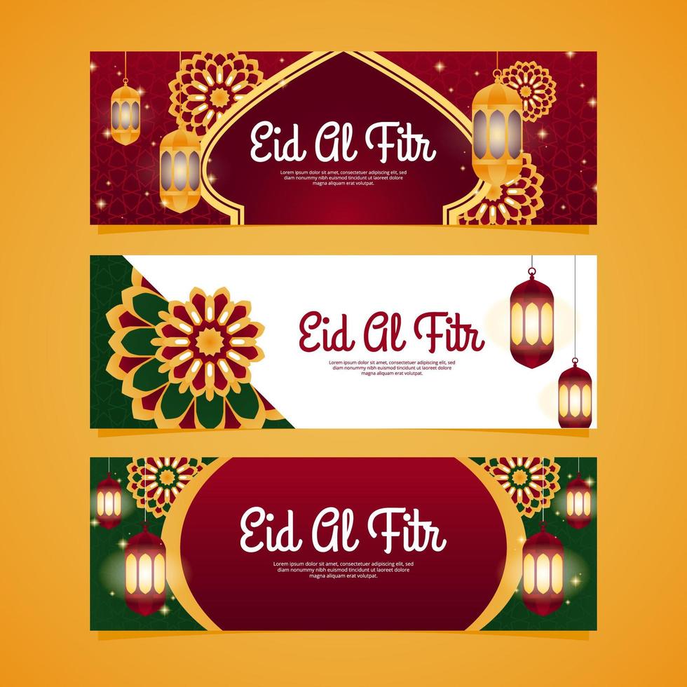 Elegant Eid Al Fitr Banner Pack vector