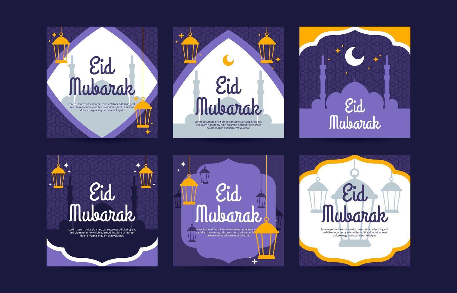 plantilla de publicación de redes sociales de eid mubarak vector