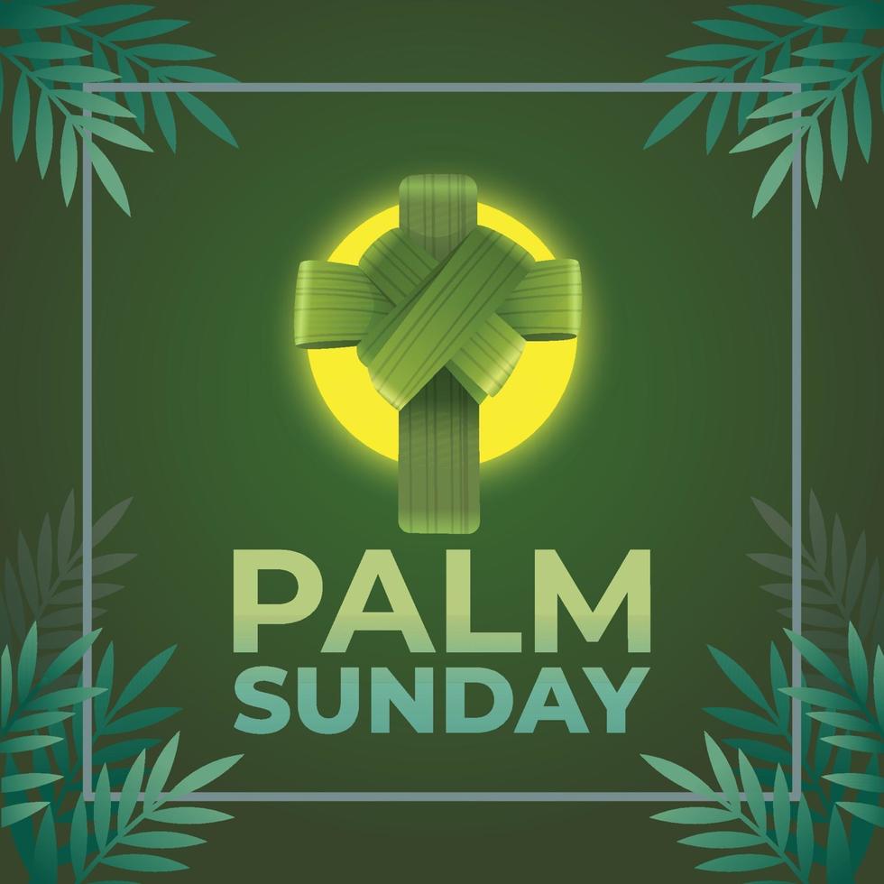 Domingo de Ramos con Cruz y Ramas de Palmera. vector