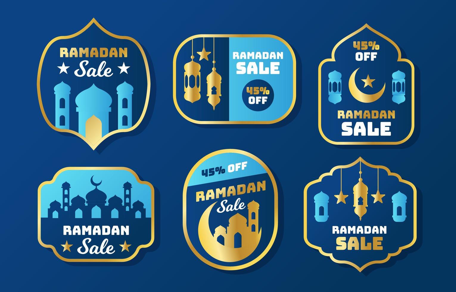 colección de etiquetas de venta de ramadán vector