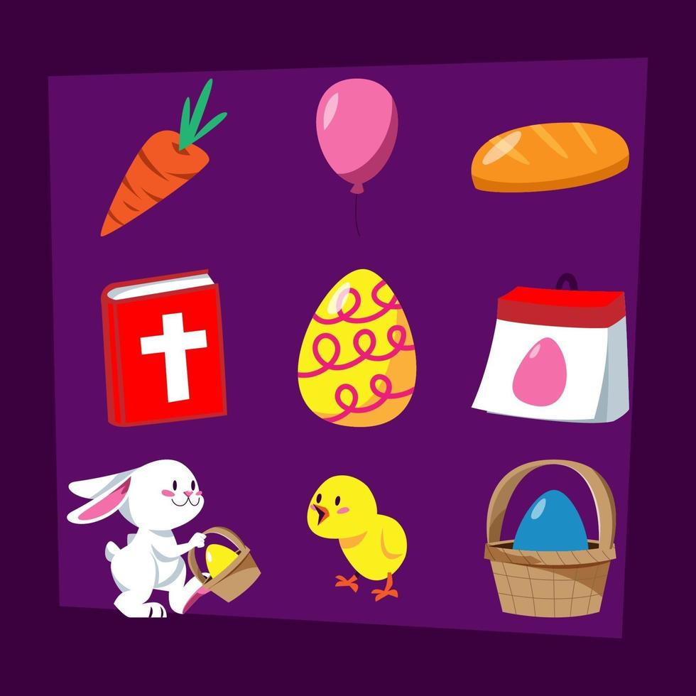 Easter Cartoon Icon Set vector