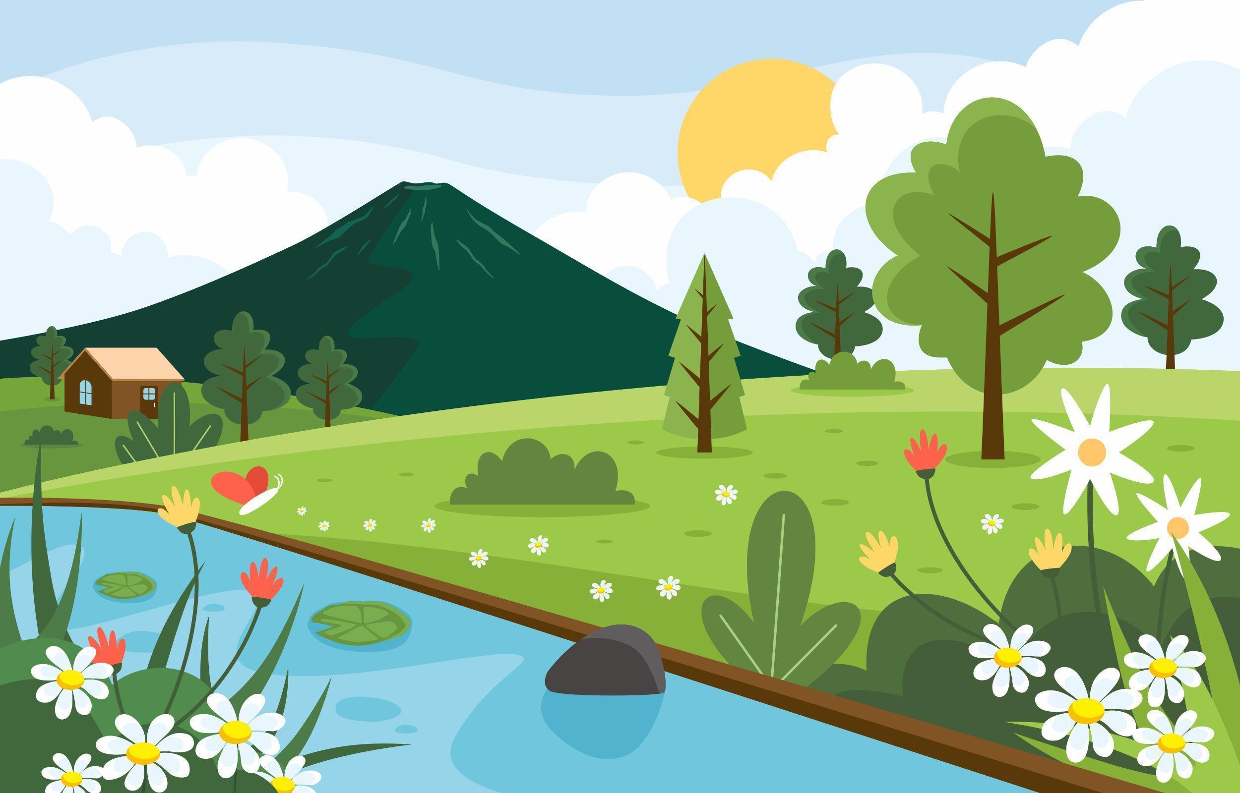 Nature Spring Landscape 2072951 Vector Art at Vecteezy