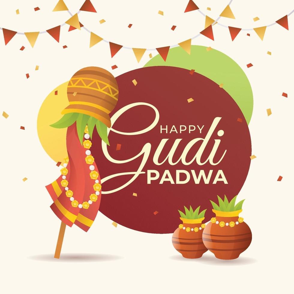 feliz celebración de gudi padwa vector