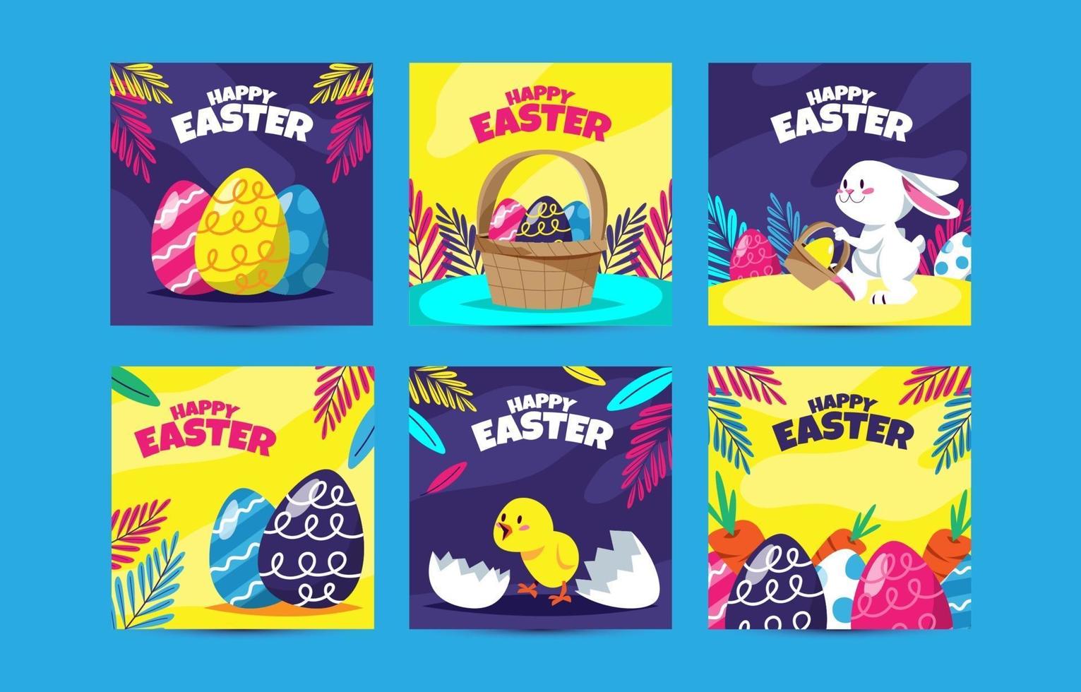 plantilla de publicación de redes sociales de pascua vector