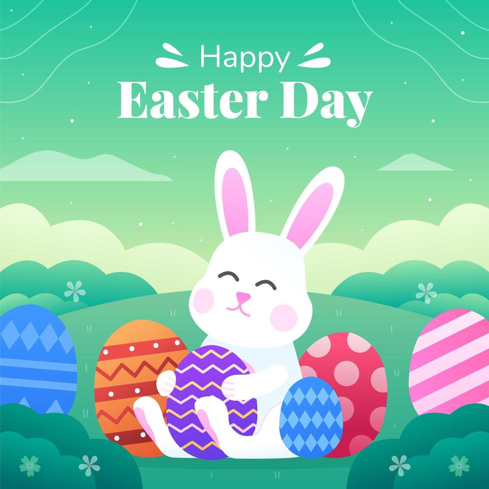 diseño de conejito de huevo de Pascua feliz vector