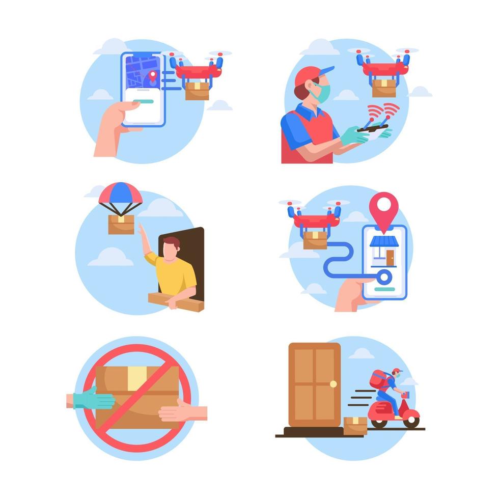 Set of Untact Delivery Service Icons vector