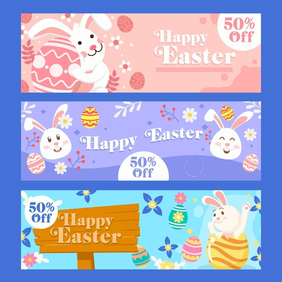 Easter Promotional Set of Banners vector