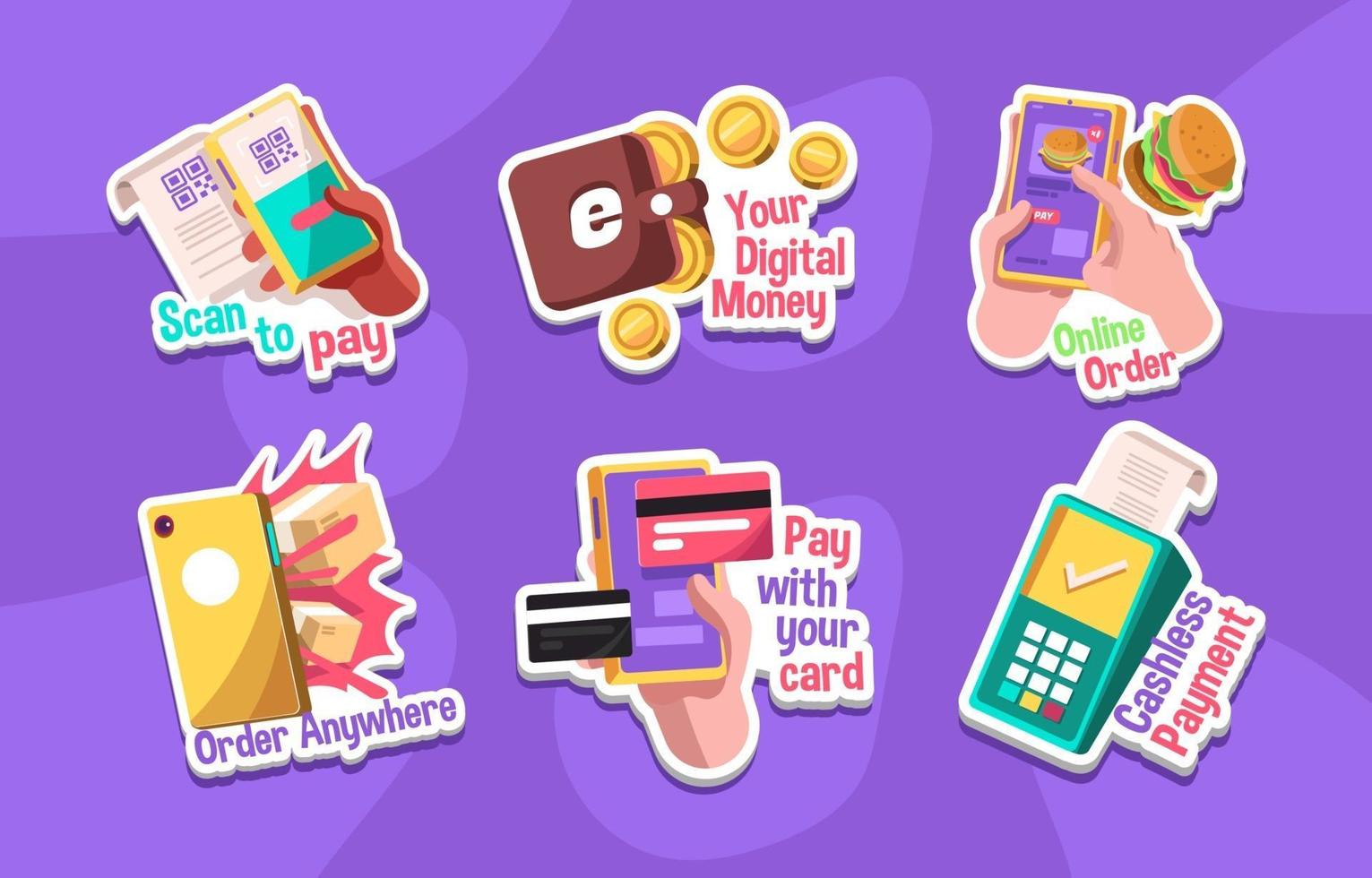 Contactless Transaction Stickers vector