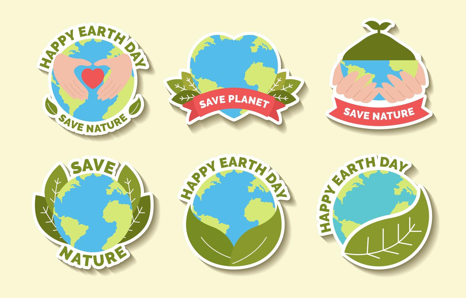 Happy Earth Day Sticker Set vector