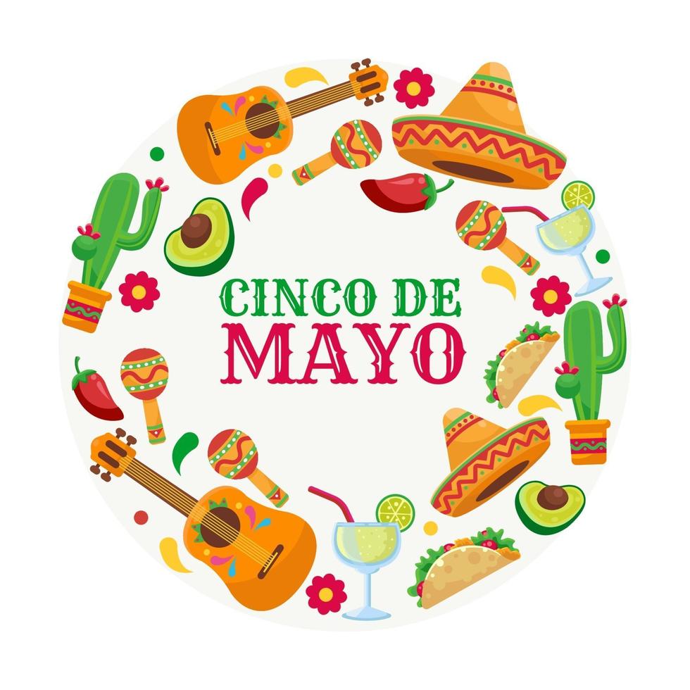 Cinco De Mayo set of Icons vector