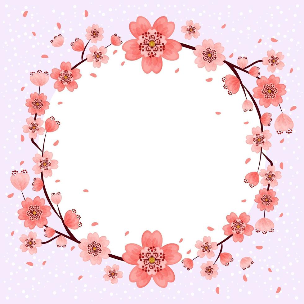 Beautiful Cherry Blossom Flowers Frame Background vector