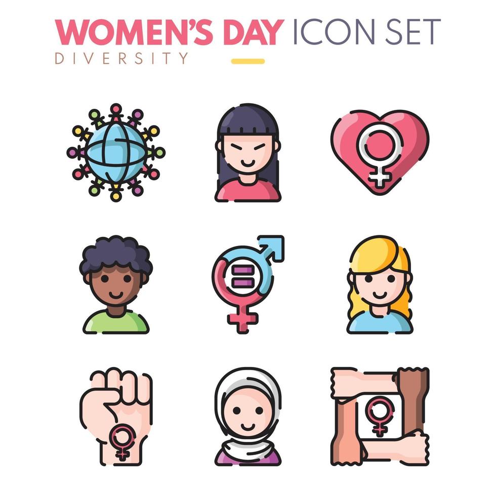 Happy Women's Day Icon Set vector