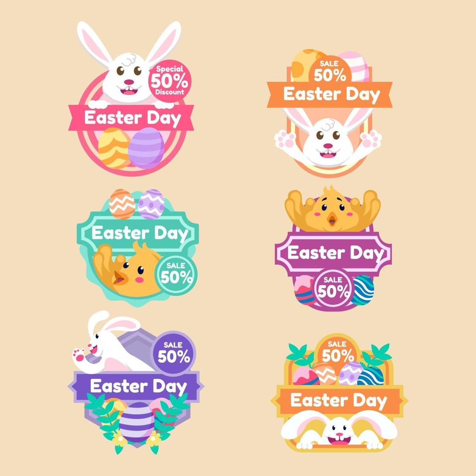 Easter Day Set of Marketing Labels vector